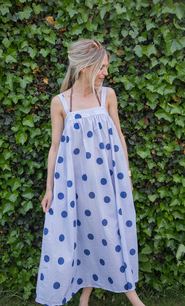 Dots Of Sunshine Soft Blue/Dark Blue - Jurk - ellemilla