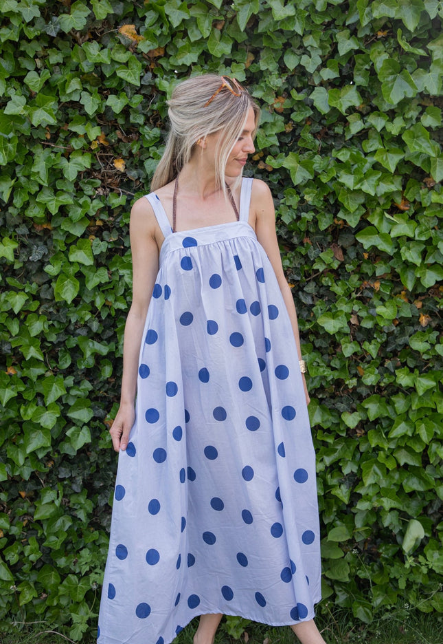 Dots Of Sunshine Soft Blue/Dark Blue - Jurk - ellemilla