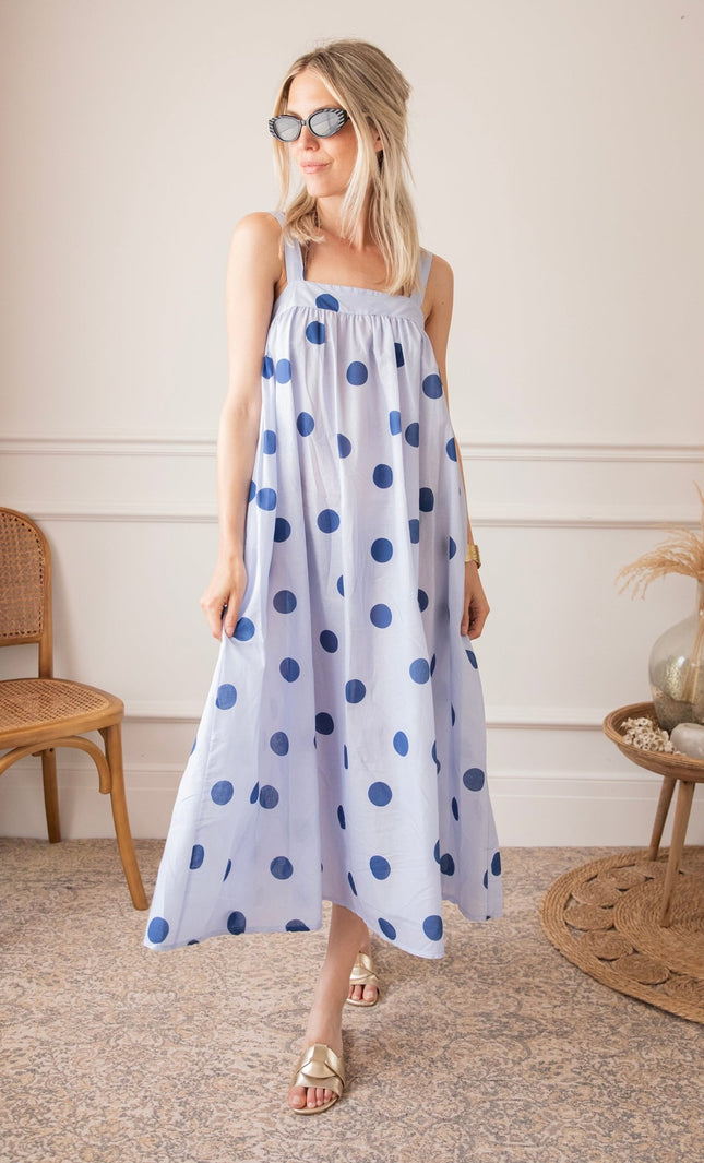 Dots Of Sunshine Soft Blue/Dark Blue - Jurk - ellemilla