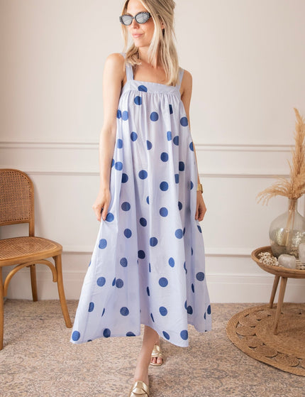 Dots Of Sunshine Soft Blue/Dark Blue - Jurk - ellemilla
