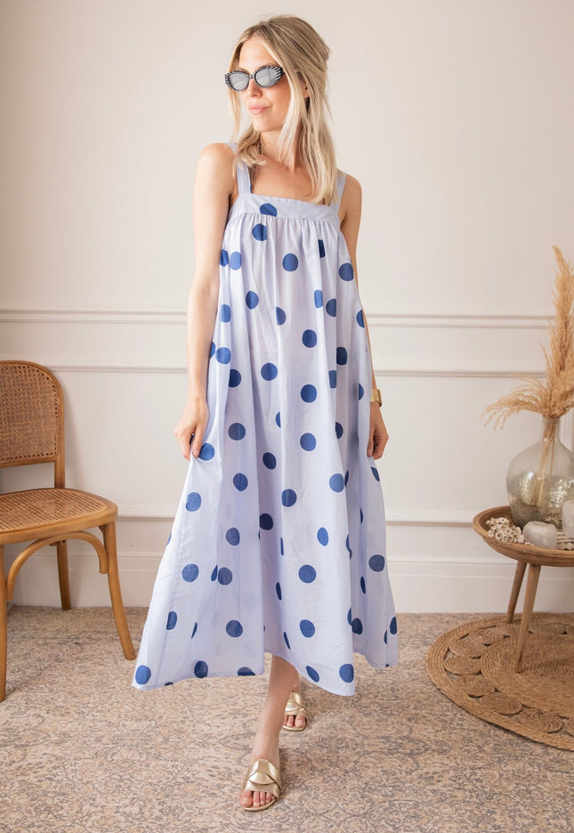 Dots Of Sunshine Soft Blue/Dark Blue - Jurk - ellemilla