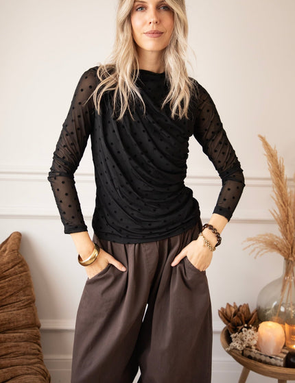 Drapped In Dots Black - Longsleeve - ellemilla