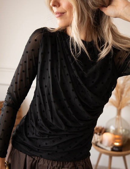 Drapped In Dots Black - Longsleeve - ellemilla