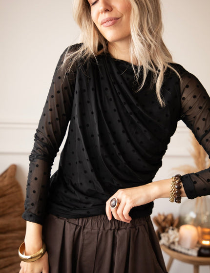 Drapped In Dots Black - Longsleeve - ellemilla