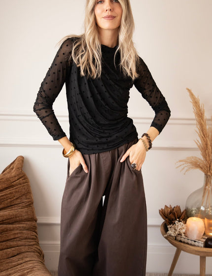 Drapped In Dots Black - Longsleeve - ellemilla