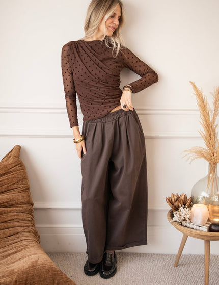 Drapped In Dots Brown - Longsleeve - ellemilla