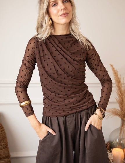 Drapped In Dots Brown - Longsleeve - ellemilla