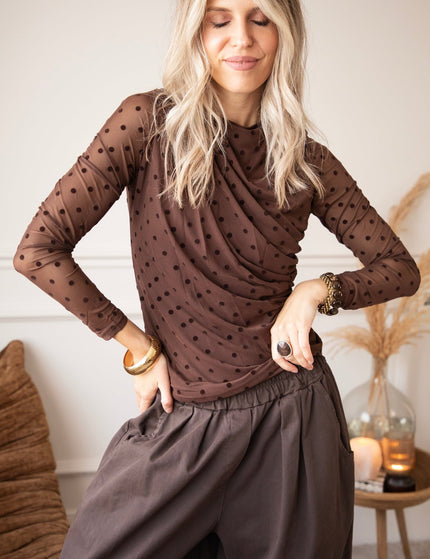 Drapped In Dots Brown - Longsleeve - ellemilla