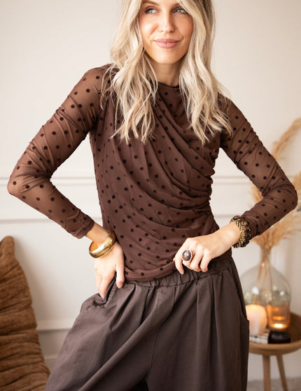 Drapped In Dots Brown - Longsleeve - ellemilla