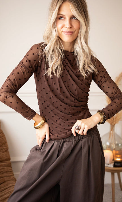 Drapped In Dots Brown - Longsleeve - ellemilla