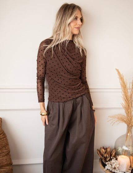 Drapped In Dots Brown - Longsleeve - ellemilla