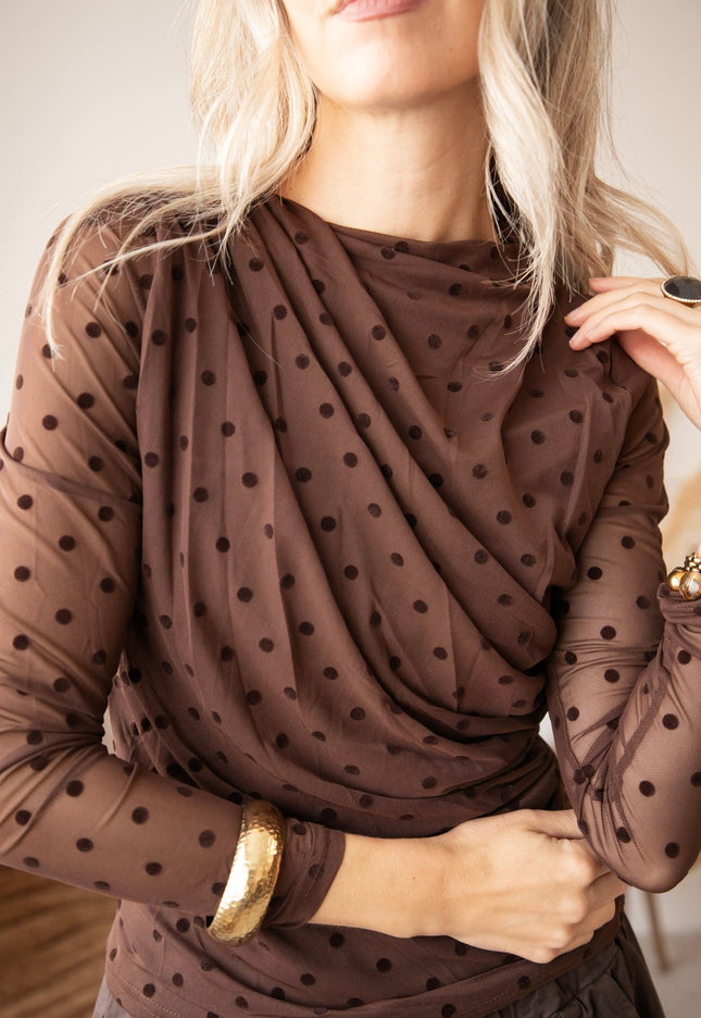 Drapped In Dots Brown - Longsleeve - ellemilla