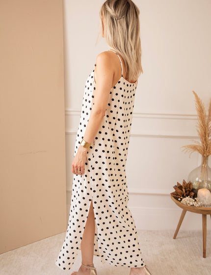 Dream Beads & Dots Beige/Black - Maxi Jurk - ellemilla