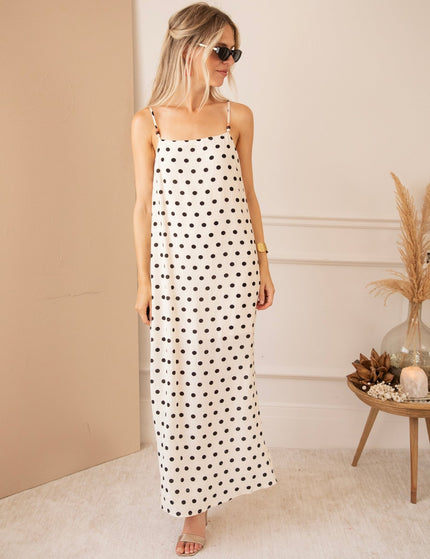Dream Beads & Dots Beige/Black - Maxi Jurk - ellemilla