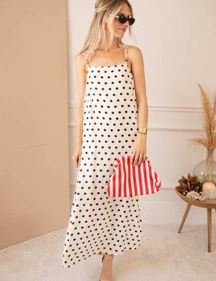 Dream Beads & Dots Beige/Black - Maxi Jurk - ellemilla