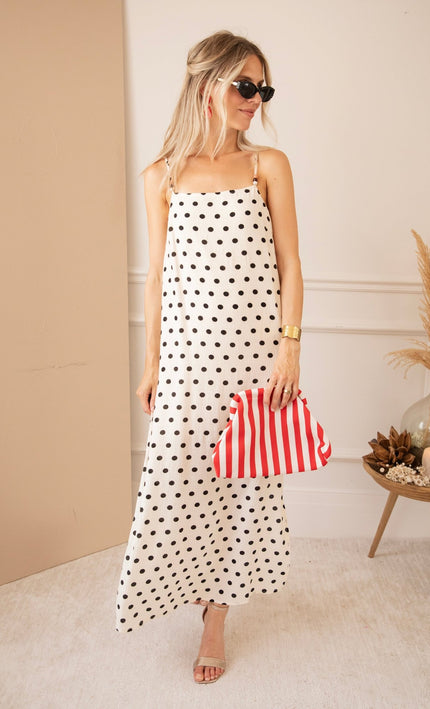 Dream Beads & Dots Beige/Black - Maxi Jurk - ellemilla