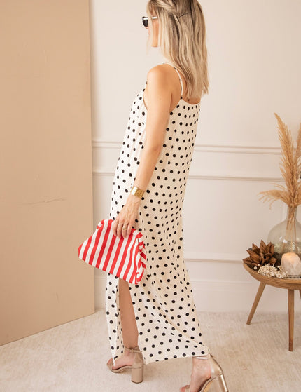 Dream Beads & Dots Beige/Black - Maxi Jurk - ellemilla
