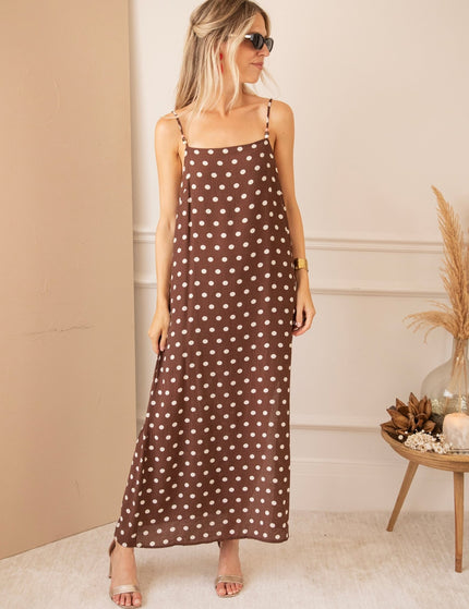 Dream Beads & Dots Brown/Beige - Maxi Jurk - ellemilla