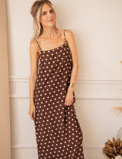Dream Beads & Dots Brown/Beige - Maxi Jurk - ellemilla