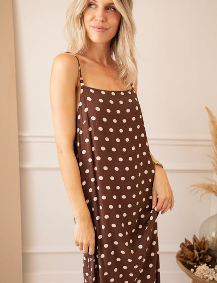 Dream Beads & Dots Brown/Beige - Maxi Jurk - ellemilla