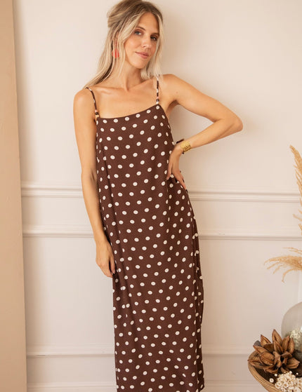 Dream Beads & Dots Brown/Beige - Maxi Jurk - ellemilla