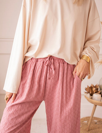 Easy Embroidery Old Pink - Broek - ellemilla
