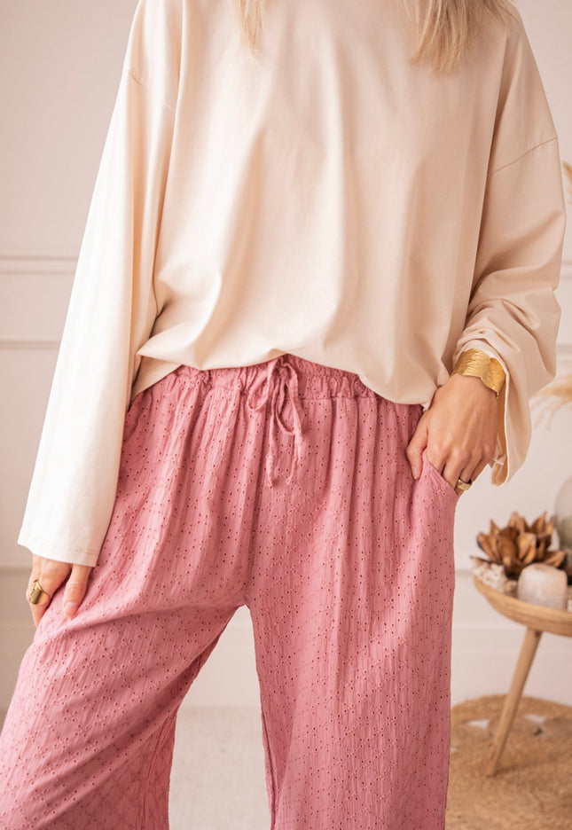 Easy Embroidery Old Pink - Broek - ellemilla