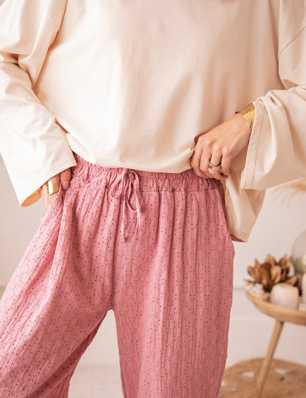 Easy Embroidery Old Pink - Broek - ellemilla