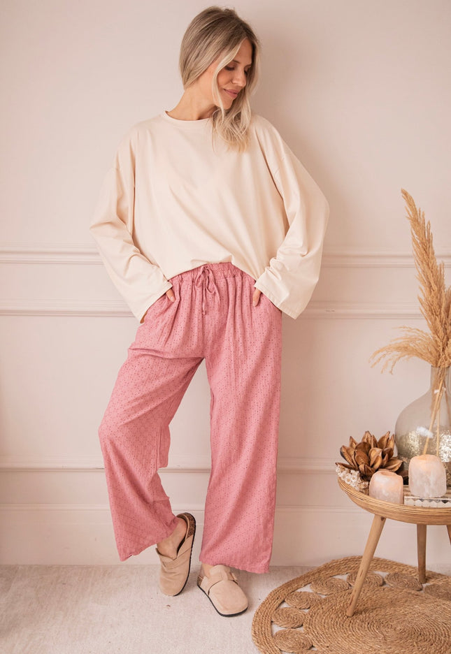 Easy Embroidery Old Pink - Broek - ellemilla