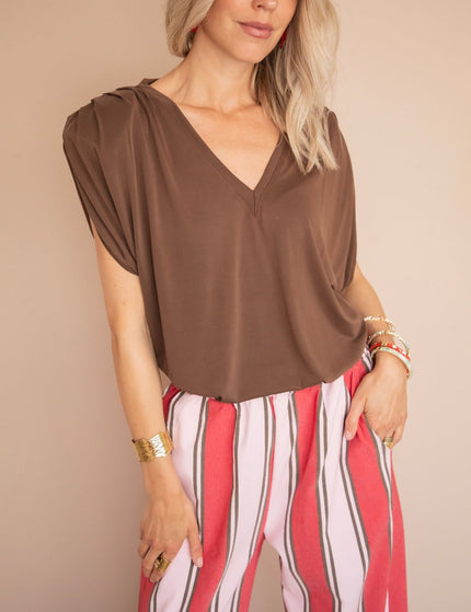 Elly Epaulettes Brown - Top - ellemilla