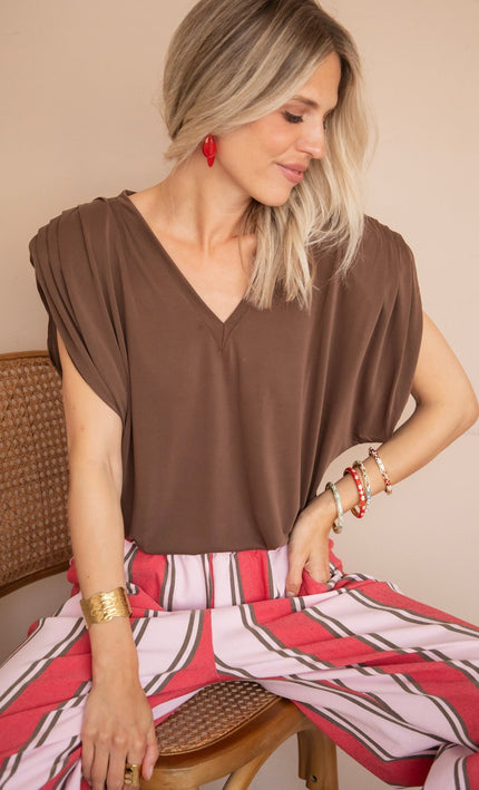 Elly Epaulettes Brown - Top - ellemilla