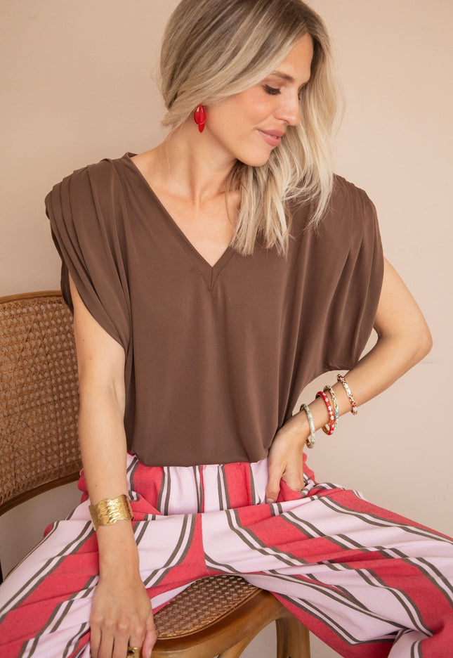Elly Epaulettes Brown - Top - ellemilla