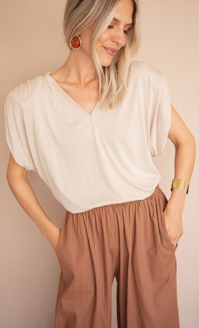 Elly Epaulettes Café Au Lait - Top - ellemilla