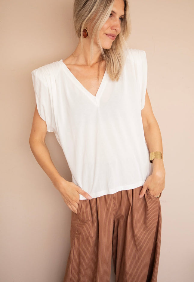 Elly Epaulettes White - Top - ellemilla