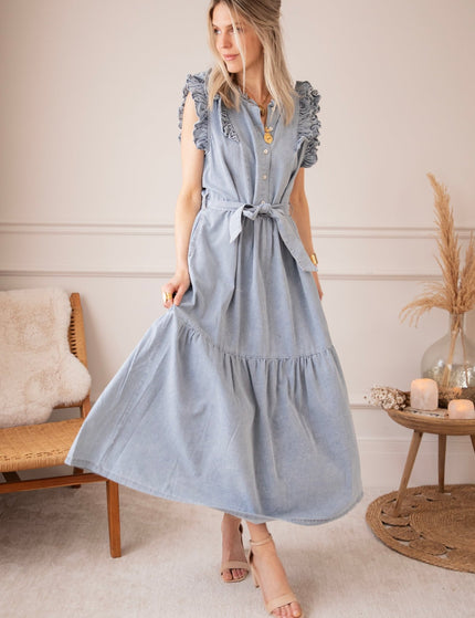 Emma Ruches Light Blue - Maxi Jurk - ellemilla