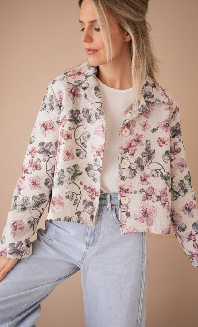 Ezra Bloom Beige/Pink - Jacket - ellemilla