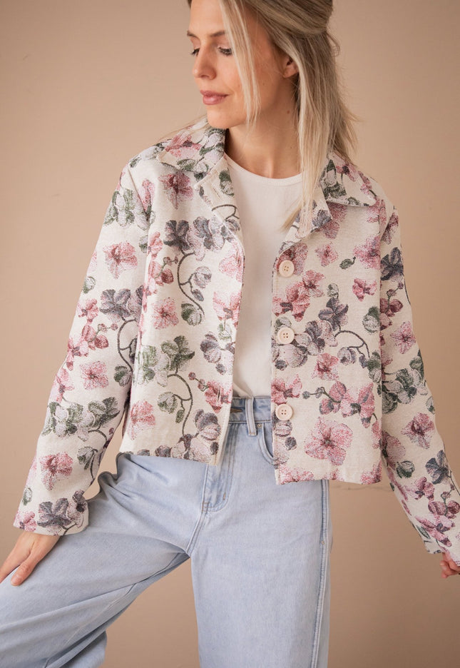 Ezra Bloom Beige/Pink - Jacket - ellemilla