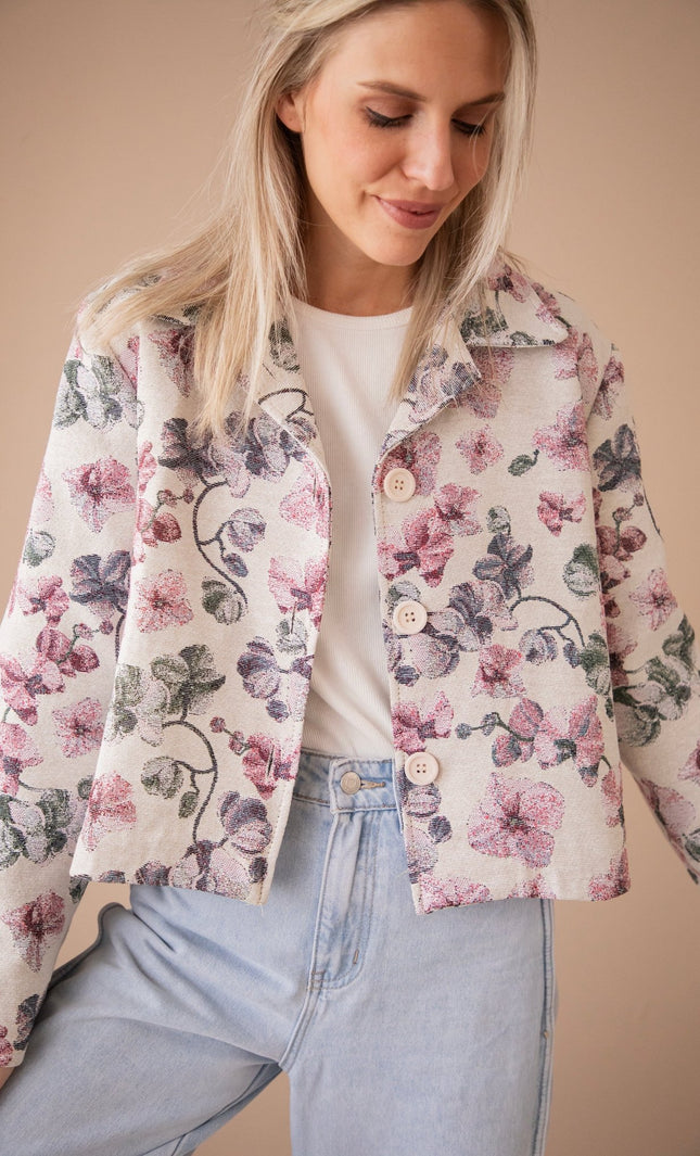 Ezra Bloom Beige/Pink - Jacket - ellemilla