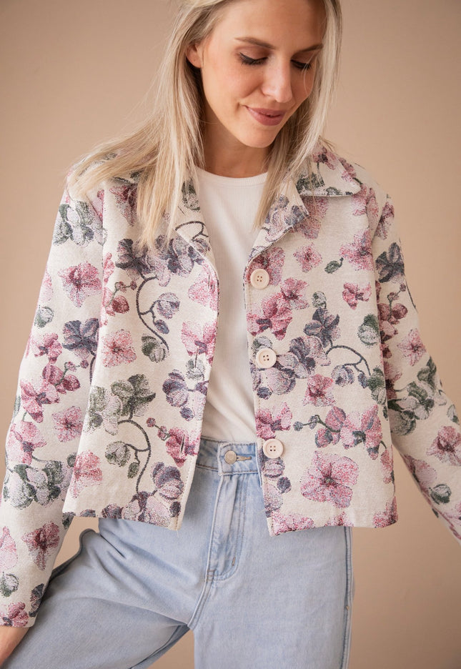 Ezra Bloom Beige/Pink - Jacket - ellemilla
