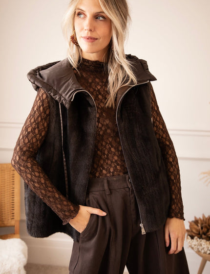Faux Fur Escape Cacao - Bodywarmer - ellemilla