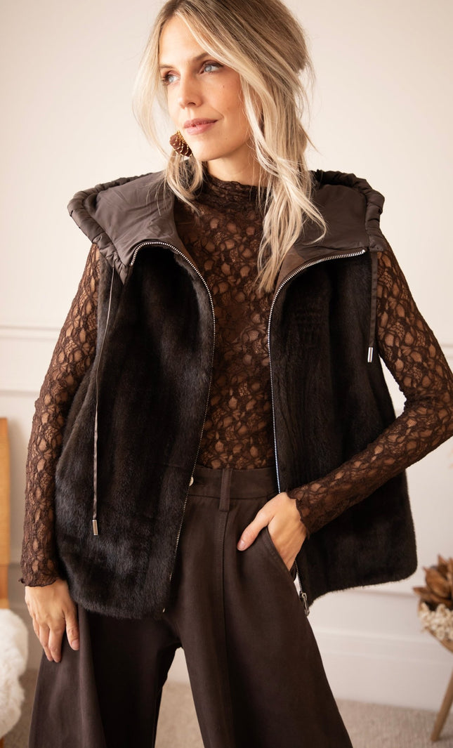 Faux Fur Escape Cacao - Bodywarmer - ellemilla