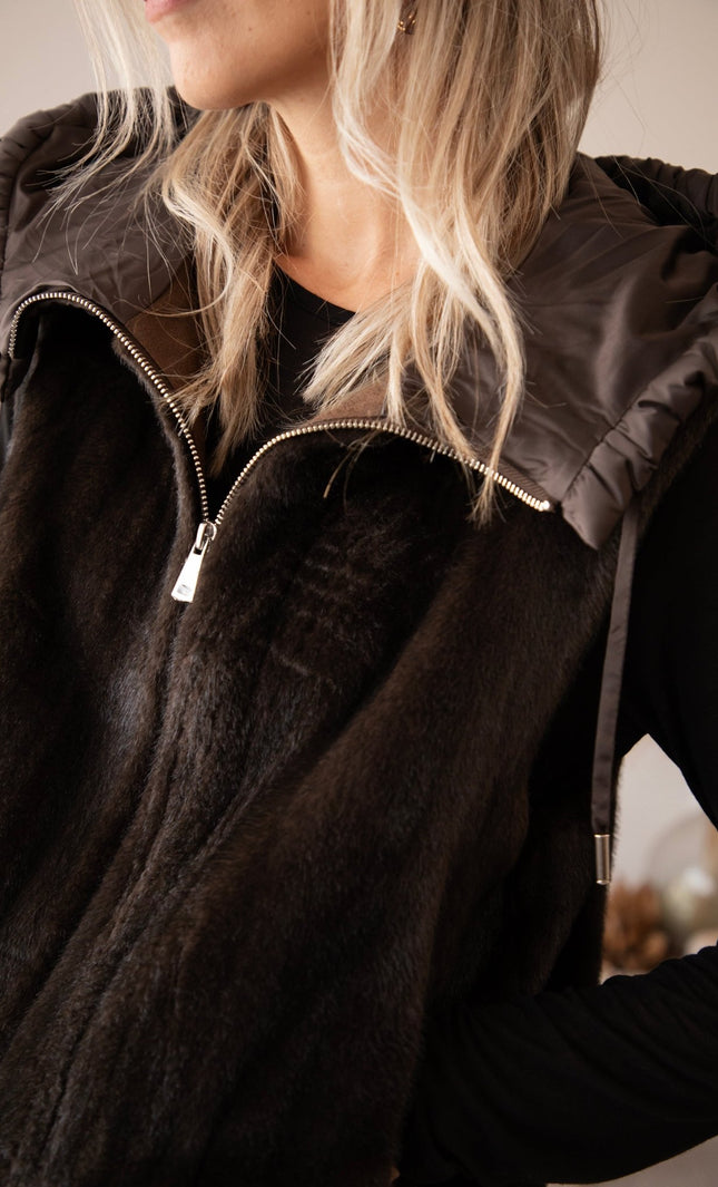 Faux Fur Escape Cacao - Bodywarmer - ellemilla