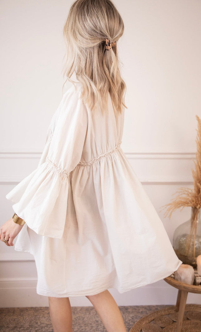 Feline Pleated Beige - Jurk - ellemilla