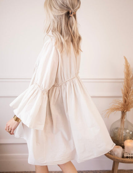 Feline Pleated Beige - Jurk - ellemilla