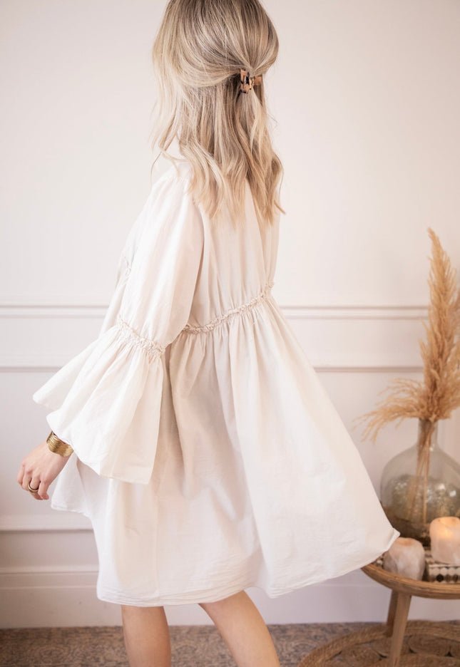 Feline Pleated Beige - Jurk - ellemilla