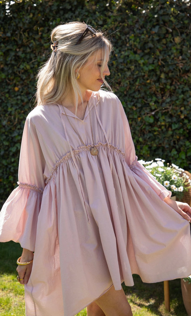 Feline Pleated Soft Pink - Jurk - ellemilla