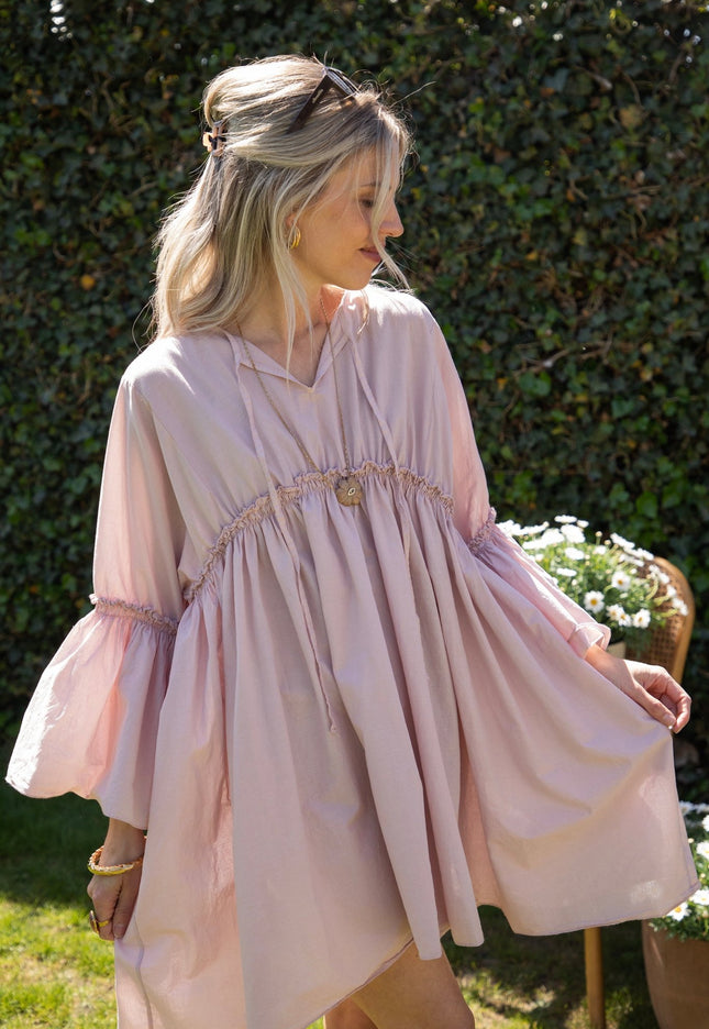 Feline Pleated Soft Pink - Jurk - ellemilla