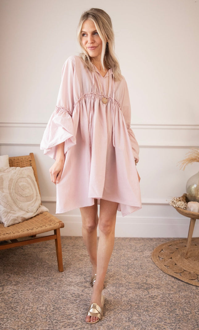 Feline Pleated Soft Pink - Jurk - ellemilla