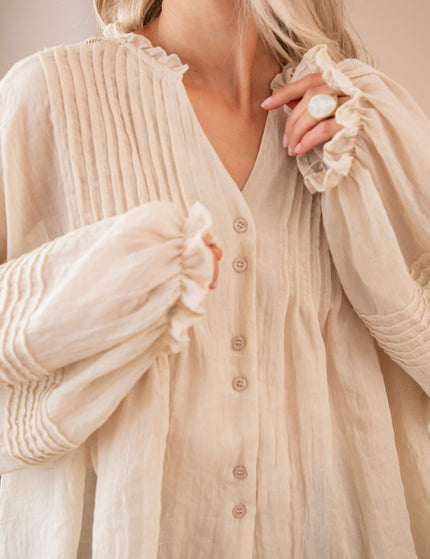 Fine Folds Beige - Blouse - ellemilla