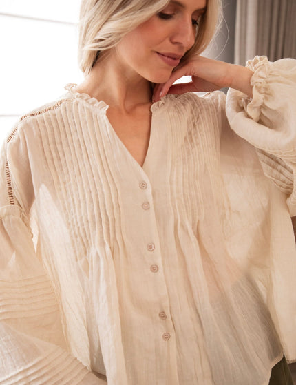 Fine Folds Beige - Blouse - ellemilla